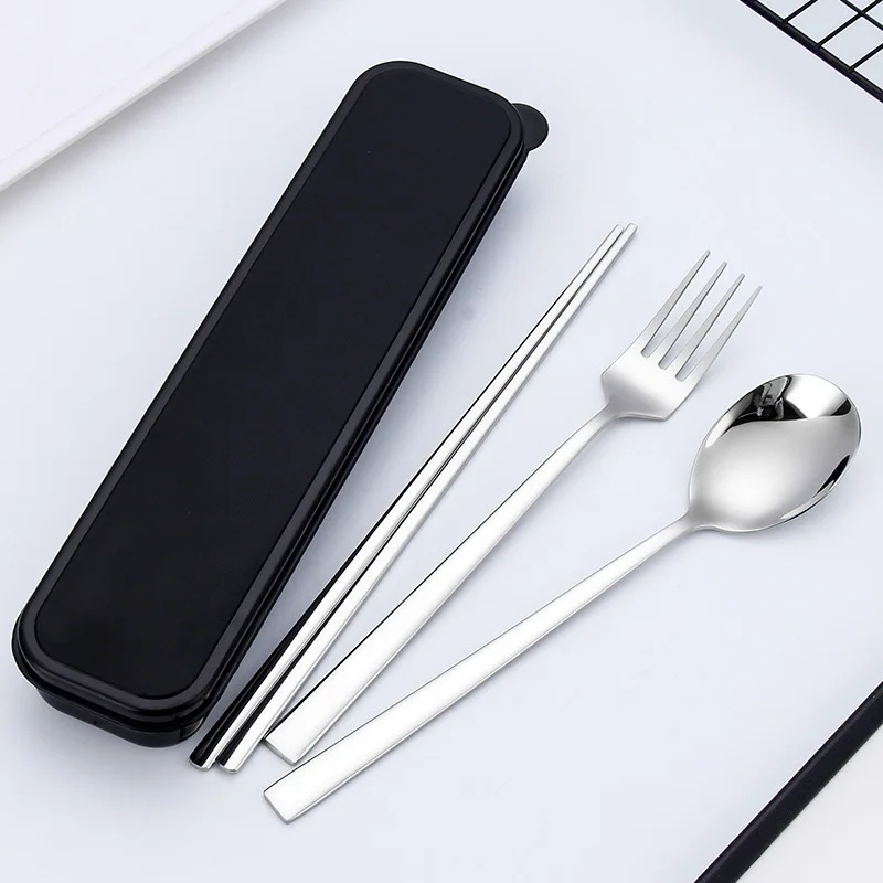 

Reusable Portable Utensils Set Fork Spoon Chopsticks Stainless Steel Flatware With case, Silver/gold/ rose gold/color/black/blue