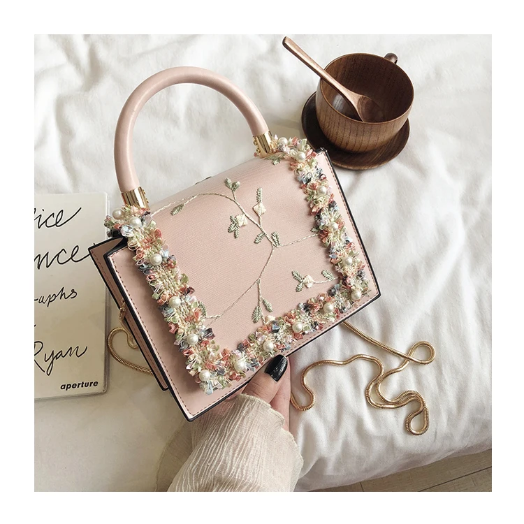 

Luxury Peral Embroider Chain Shoulder RTS Bags Women Purses Popular Women Lady Handbags