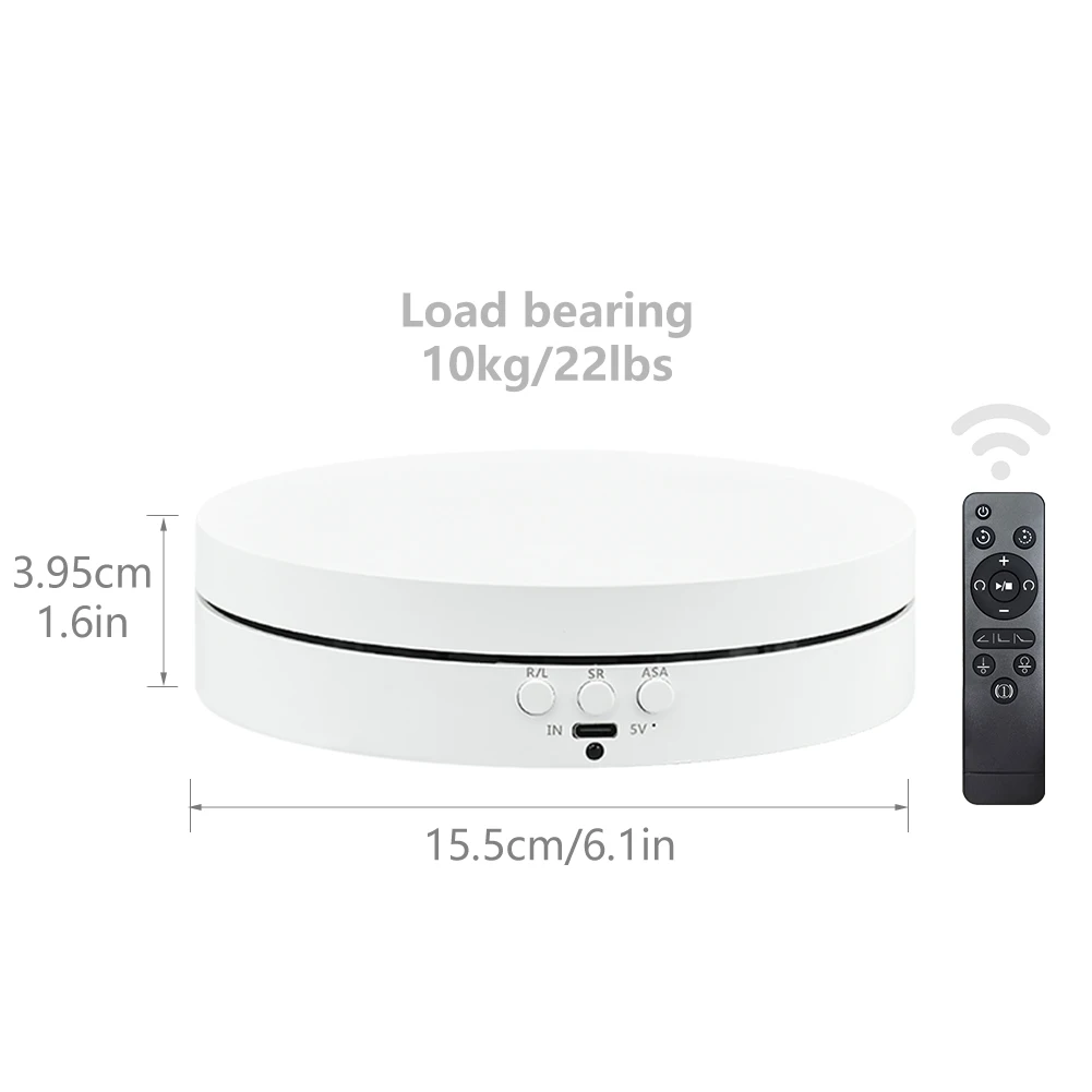 15.5cm/10KG 360 Turntable Rotating Display Stand Electric Turntable Photography Turntable Video Shooting Product Display Stand