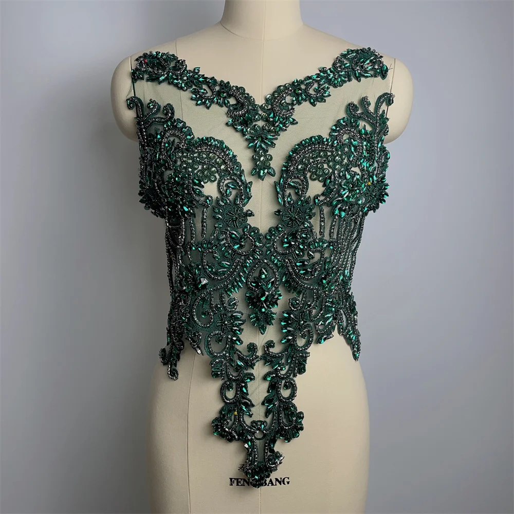 Many Color in Stock Handmade  Sew on Rhinestone Bodice Patches Appliques Sew on for Wedding Party