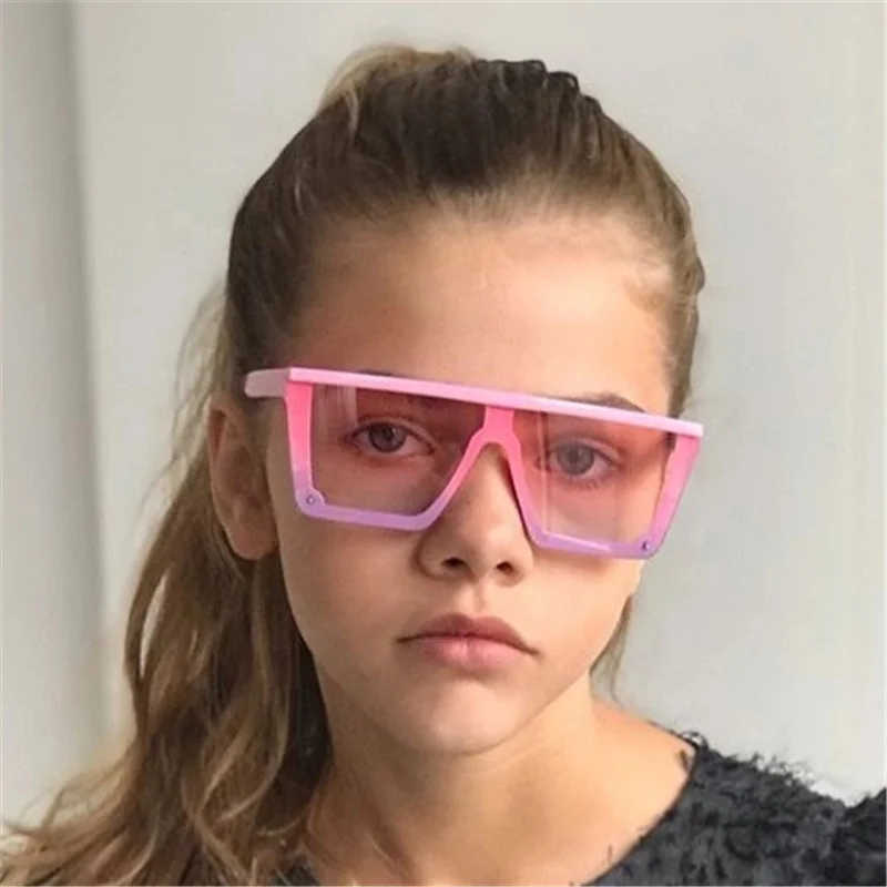 

Flat Top Oversized Grandient UV/B Protection PC One Lens PC Frame Fashion Sun Glasses Sunglasses for Kids