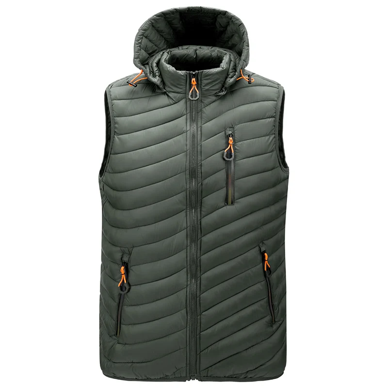 

OEM Custom Nylon Windproof Winter Hooded Vest Puffer Padded Cotton Waistcoat Men Down Vests