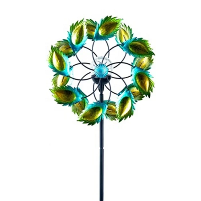 

Hourpark Peacock feature wind spinners with multi-colored LED lighting glass ball for outdoor