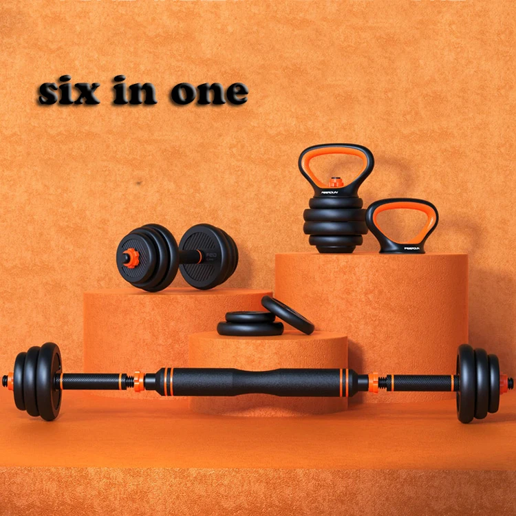 

FED factory adjustable Dumbbell barbell kettlebell push up bar combination set home gym weightlifting fitness equipment, Orange