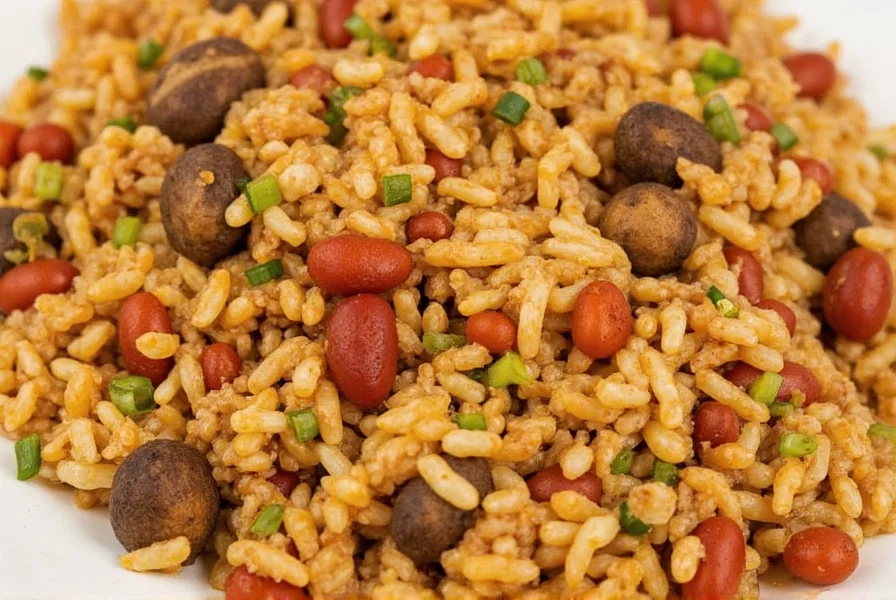 Spicy jambalaya on a plate