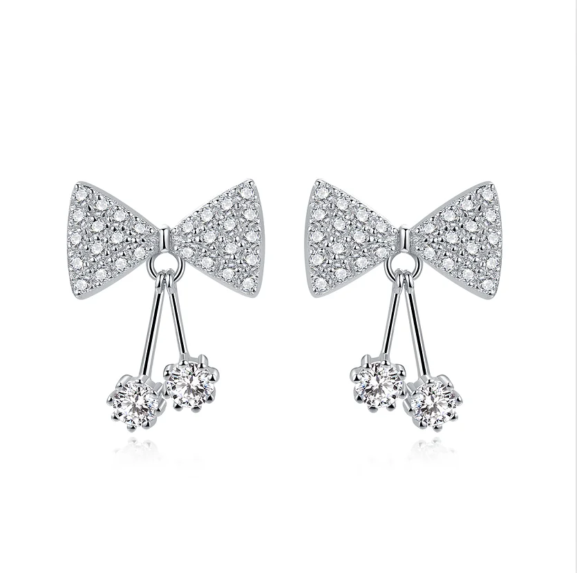 

Hot Selling Women Minimalist Jewelry Cute Stud Drop Butterfly Knot Silver Earrings 925 Sterling, Silver,gold,rose gold