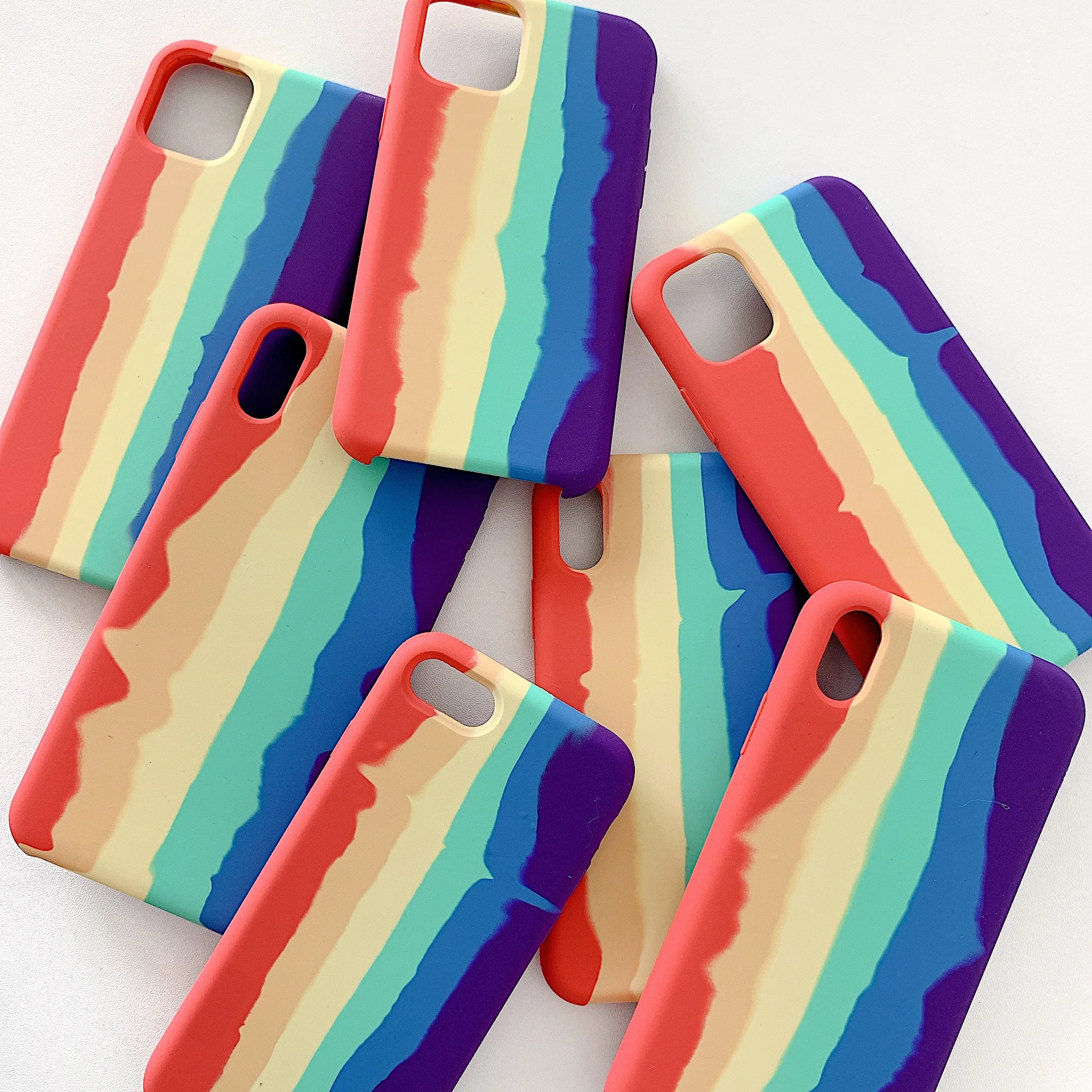 

Custom Rainbow Liquid Silicone Mobile Phones Back Case Cover For Apple Iphone 12 Pro Max Mini