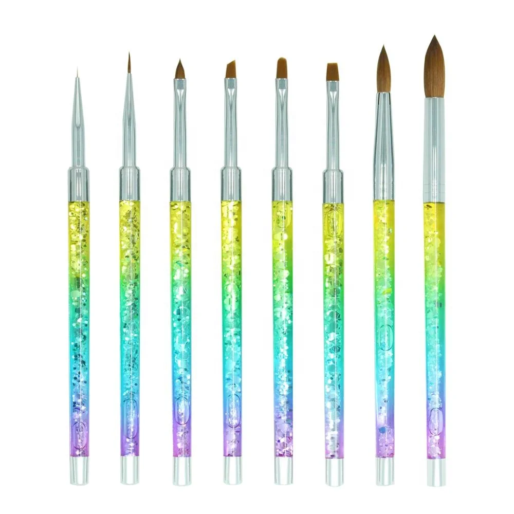 

Yihuale NEW Arrival Custom Logo Liquid Glitter Handle Nail Liner Brush Nail Gel Painting Pen Brushes Tool Nail Art Brush