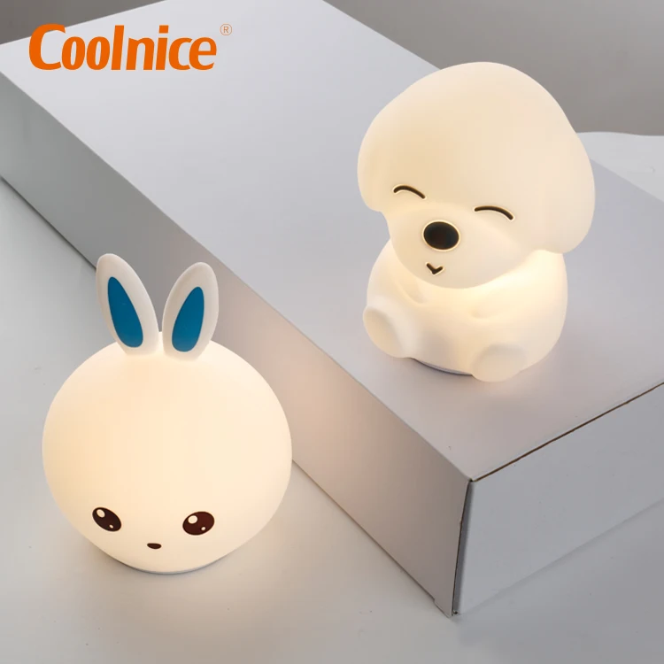LED Rabbit bunny shaped children Bedside Nightlight silicone Baby kids animal night lamp