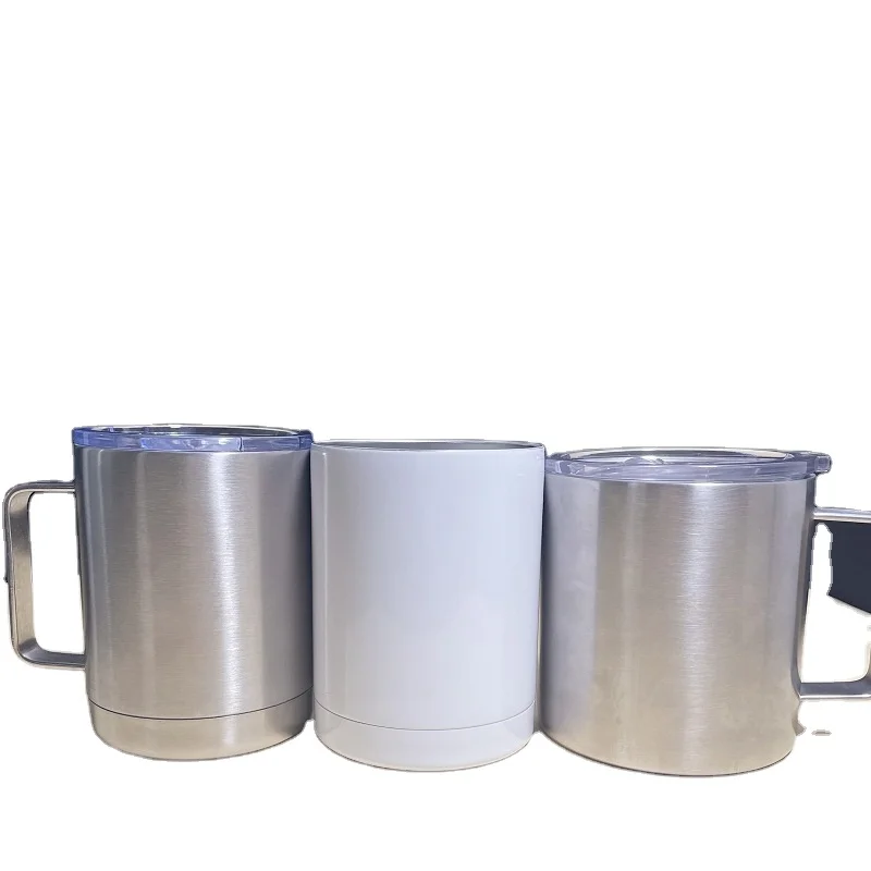 

Sublimation Blanks Stainless Steel Double Wall Insulated Vacuum 10oz Coffee Mug Cups with Handle Sliding Lid