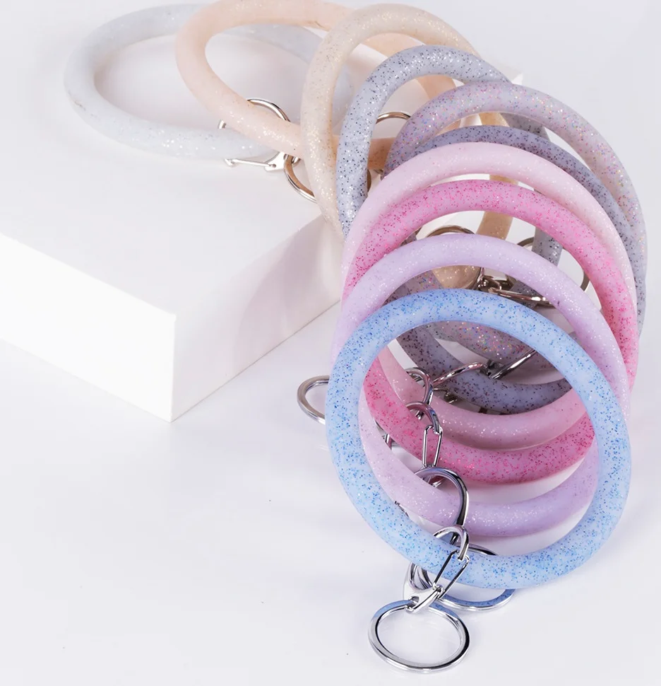 
Wholesale Silicone Keychain Individually Customized Rainbow keychain Bracelets for Women 