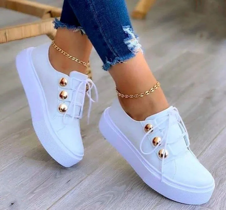 

Fashion trend women Sneakers plain color flat casual shoes Outdoor Slide Lace Up Platform Round toe Shoes For Women, Pink, white, black, gray,red,pruple,brown,beige,leopard print