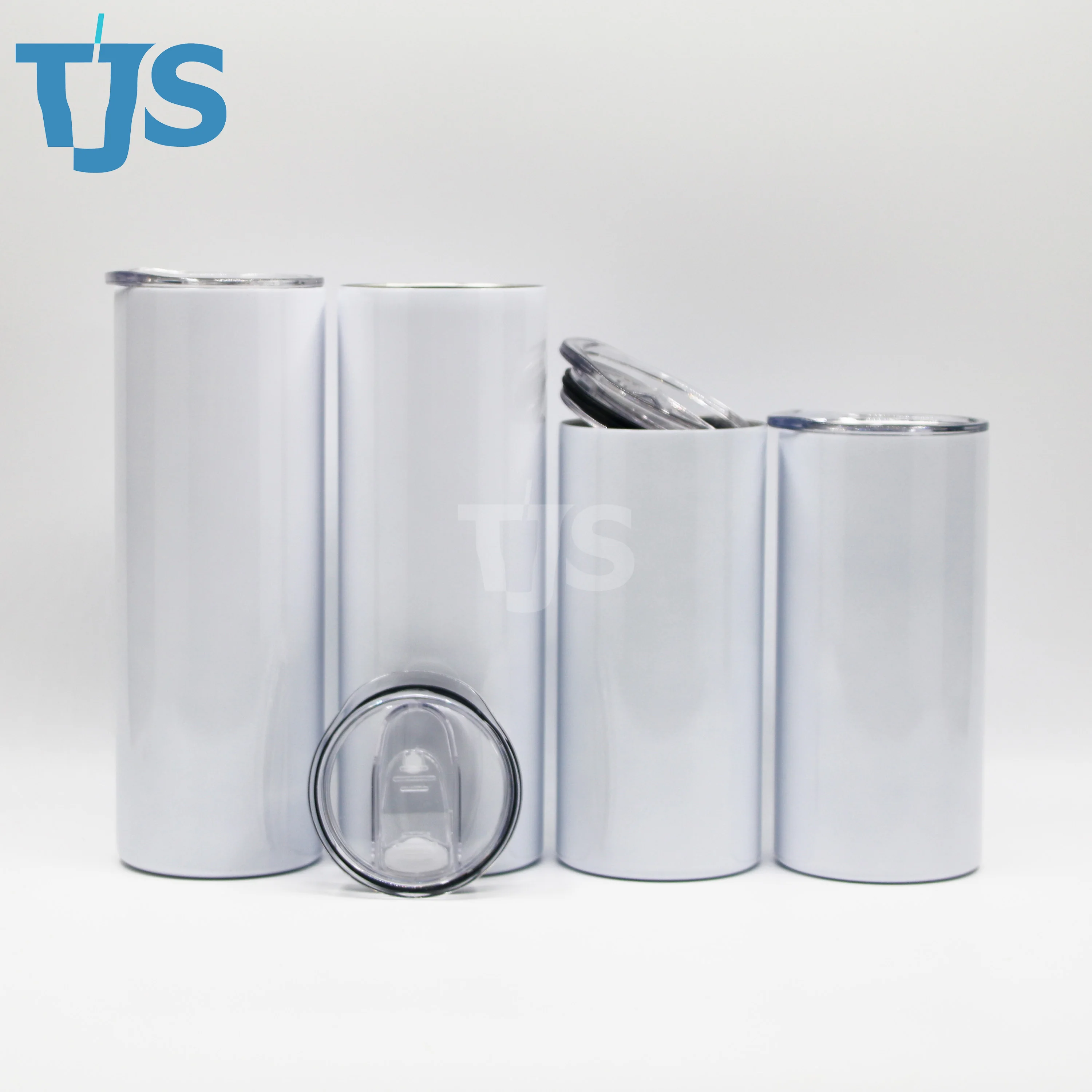 

RTS Cheap Stainless Steel 15oz 20oz 30oz Skinny Double Wall Insulated Straight sublimation blanks tumblers With Lids And Straws, White