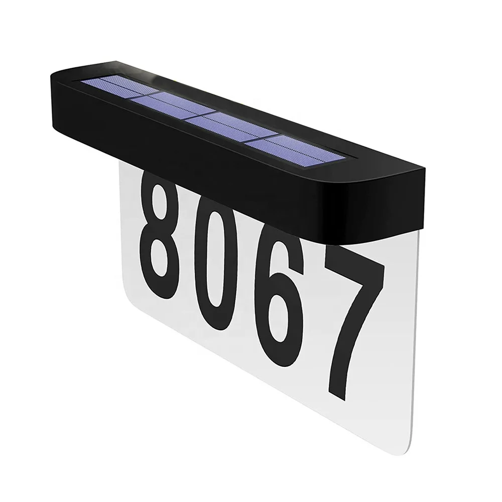 

IP65 Waterproof Solar Powered Doorplate Number Light 20 LED House Address Sign Lighted Outdoor Yard Wall Street Light Up Plaque