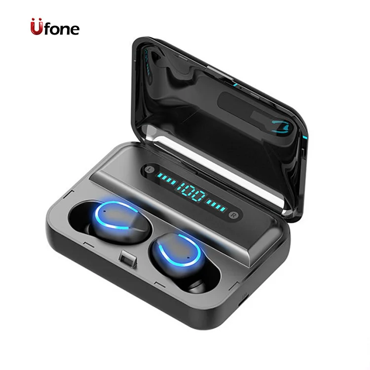 

Ufone 8D Surround Sound Wireless Earphone Tws F9-5U Noise Reduction Led Display Screen Earbuds Headsets, Black/white