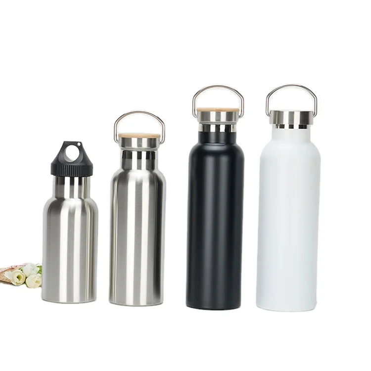 

Mikenda Customized logo Stainless Steel Metal Water Bottle Innovation Drink Water Vacuum cup with bamboo lid