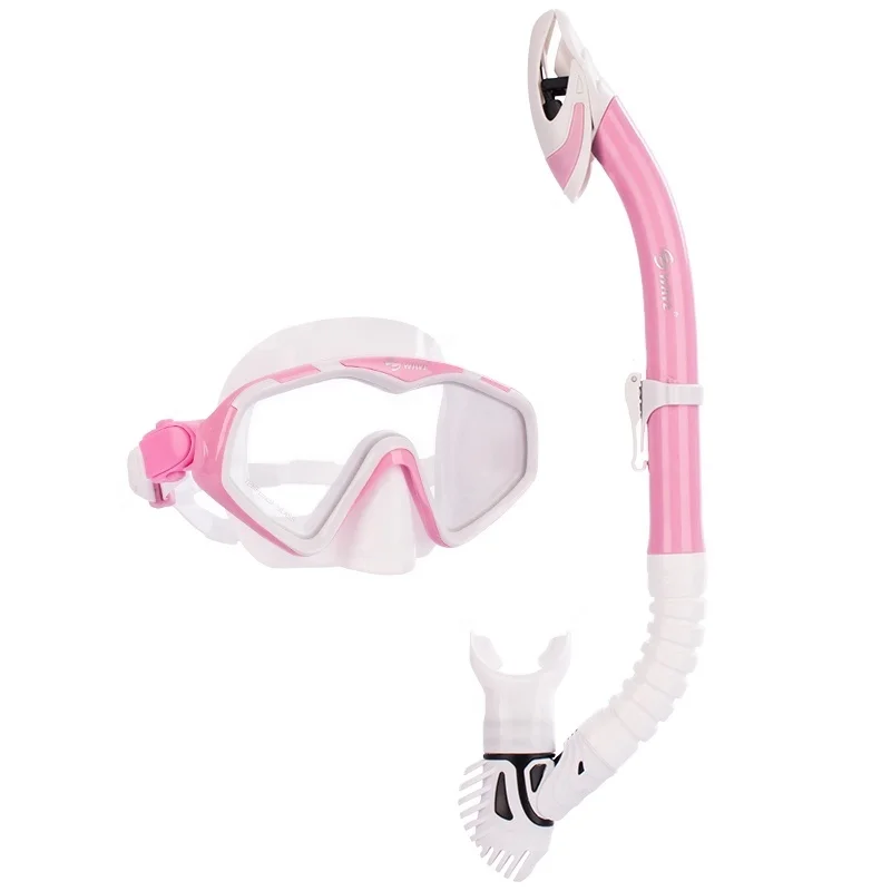 

Impact Resistant Panoramic Tempered Glass Snorkeling Diving mask Snorkel Set, Blue,pink, etc