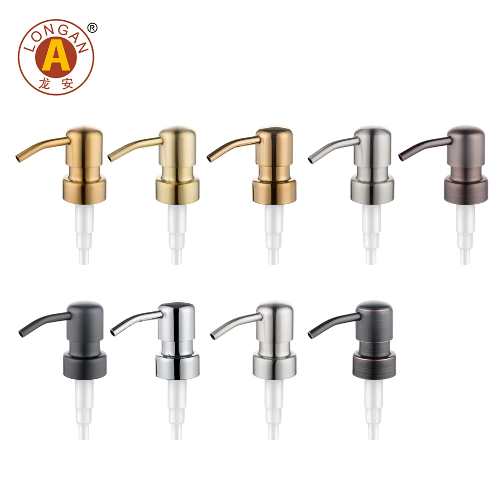 Longan Factory 304 Stainless Steel Pump Sprayer 28/2CC Non Spill Black Customizable Color Lotion Soap Dispenser Bottle