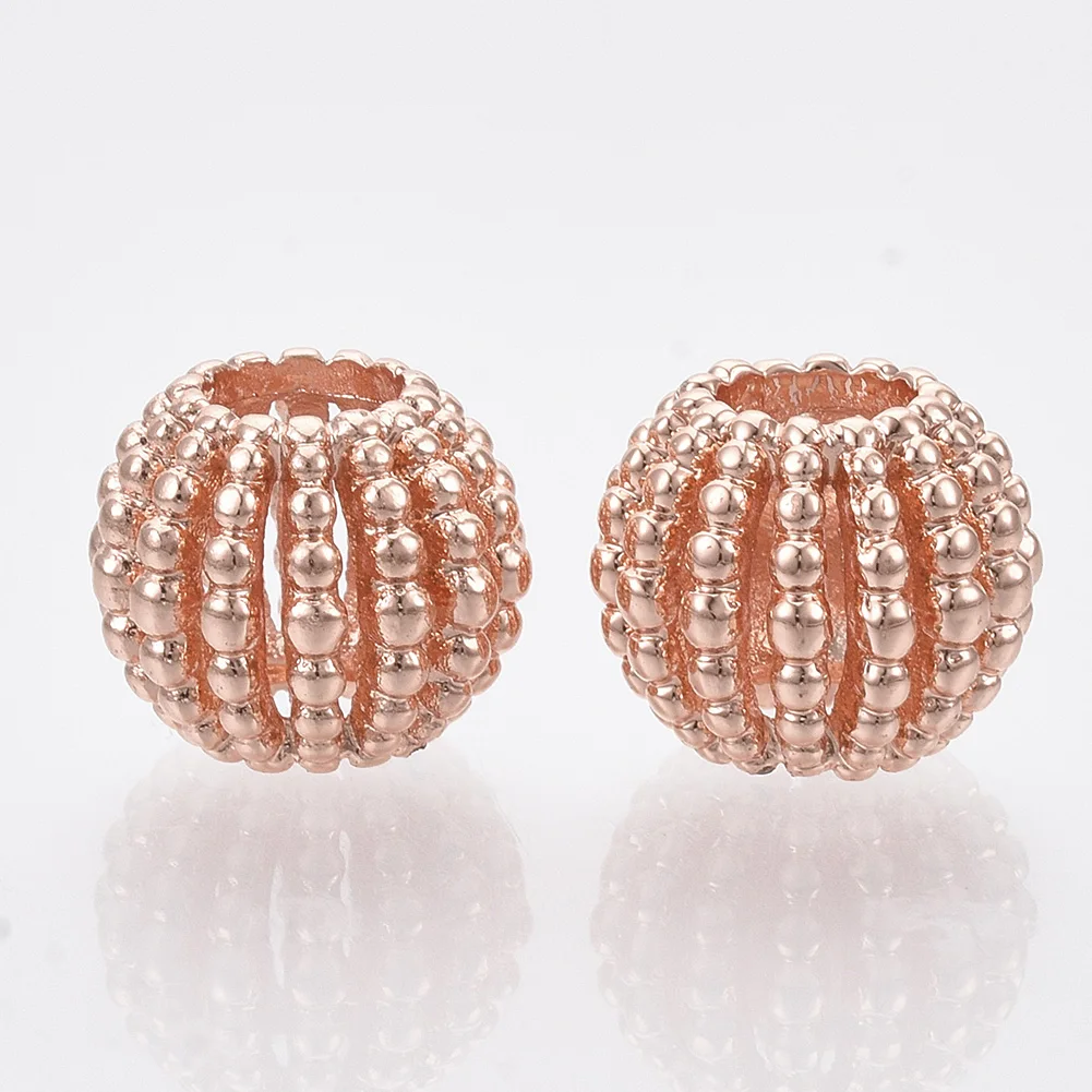 

Pandahall Rondelle Hollow Rose Gold Alloy Large Hole Metal Beads