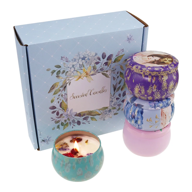 Wedding Decoration Scented Candle Gift Set Custom Tin Candle Luxury Birthday Soy Wax Candles Candels With Dried Flower Buy Scented Candle Gift Set Soy Wax Candles With Dried Flower Custom Tin Candle Product On