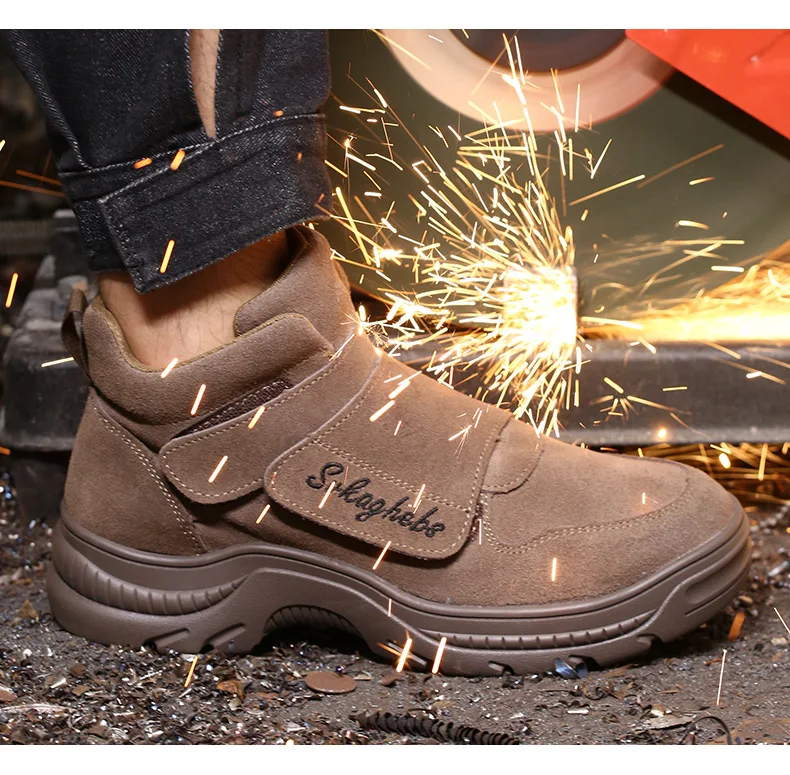 

Genuine leather safety shoes steel toe boots working boot