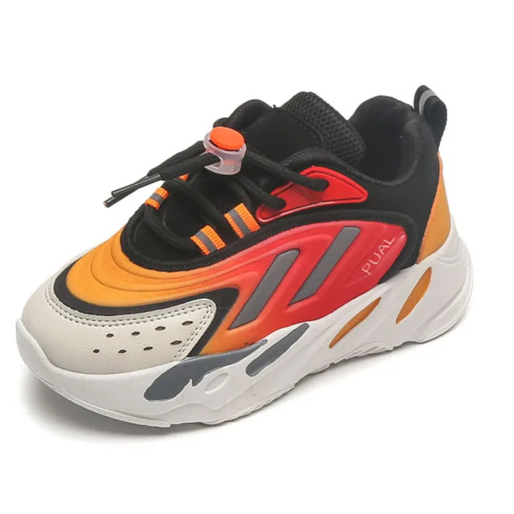 

Latest casual kids sport shoes sneakers children running shoes, Orange/pink/green