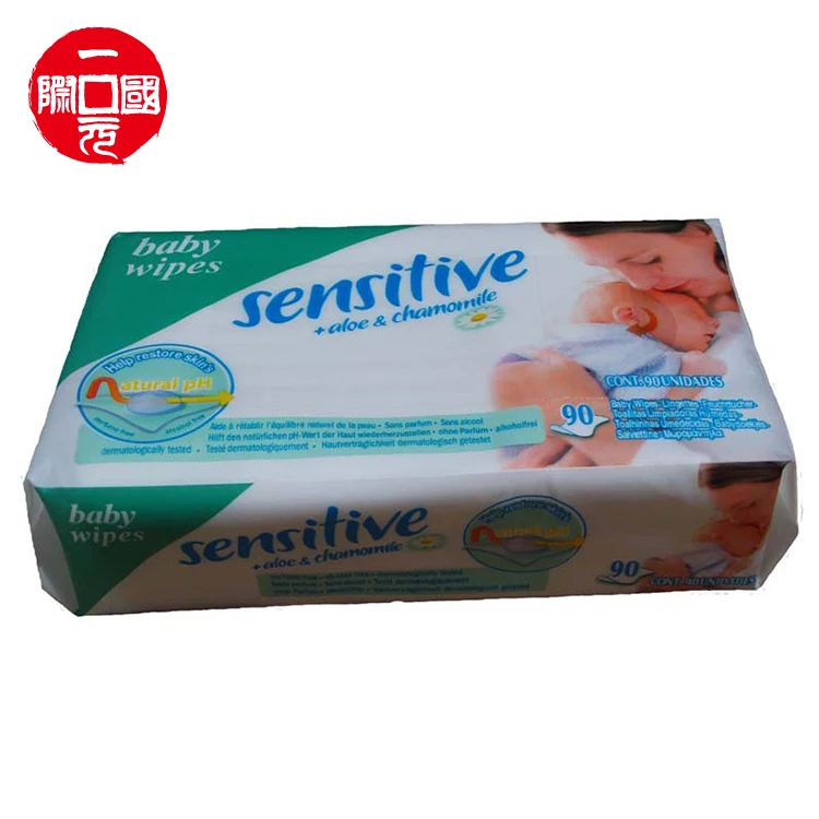 

Wholesale European individual packaging 90 pieces face cleaning baby wet baby wipes