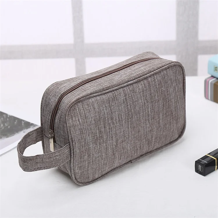 

Qetesh 2021 Popular Travel Toiletry Wash Bag Small Cosmetic Bag Lightweight Polyester Makeup Bags, Brown,blue,grey