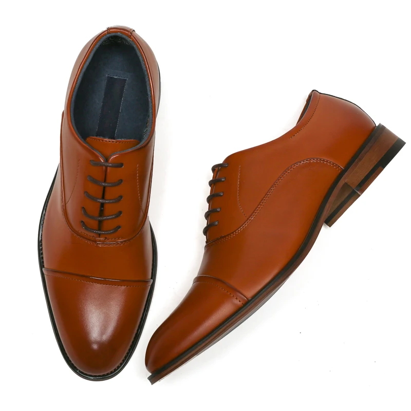 

High quality Genuine leather pu men's shoes Mens dress fashion shoes, Cognac