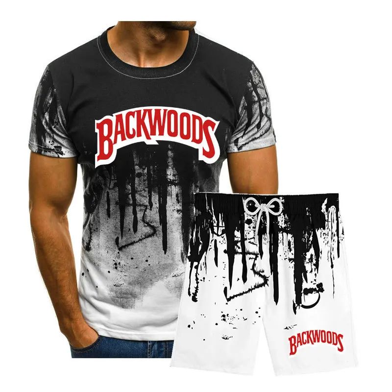 

Wholesale Backwoods T-shirt Suit Fashion Summer Short Set High Quality Tracksuit Customizable Logo Tee Shirt Men