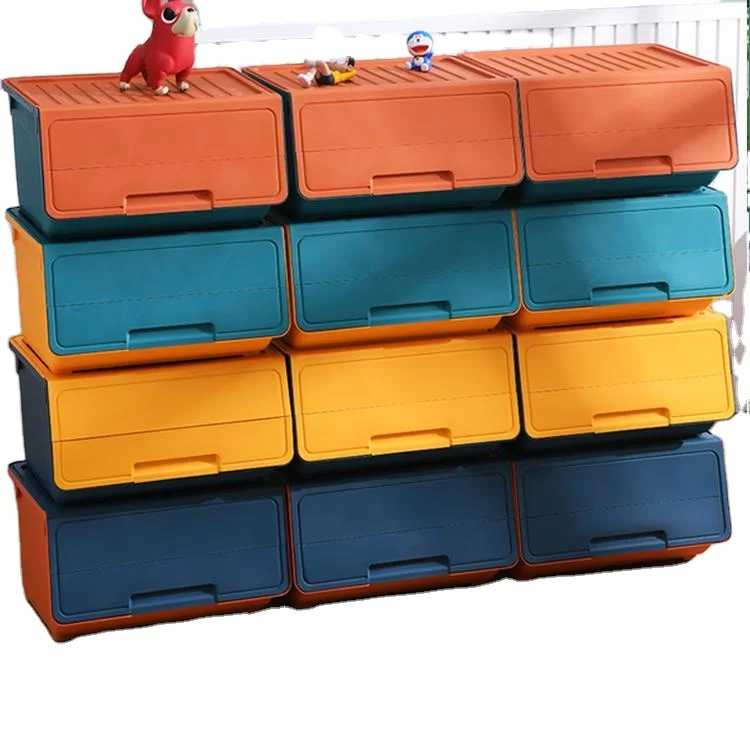 

Children's Toys Snacks PP Detachable Stackable Plastic Storage Box Cabinet With Front Opening, Colorful