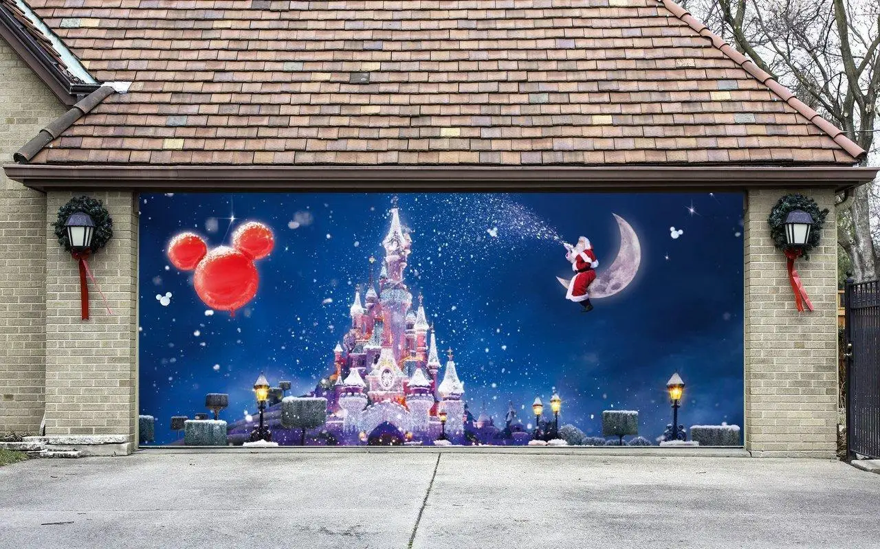 With Clamps Set 7x8ft 7x16ft Custom Designs Banner Outdoor Huge Garage Door Mural Decoration