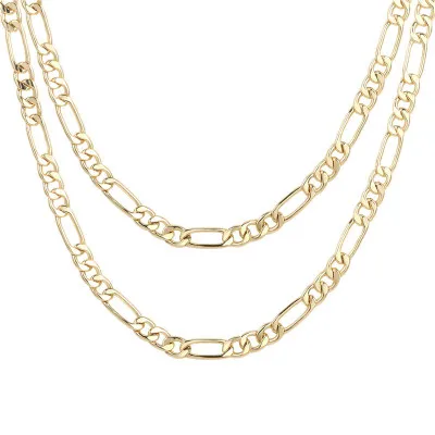 

2020 New Design Gold Chunky Chain Choker Necklace Statement Thick 3mm Figaro Link Layered Necklace Jewelry For Women