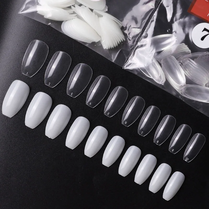 

Hot Sale 500Pcs Clear Natural Full Cover Short Ballet False Nail Tips