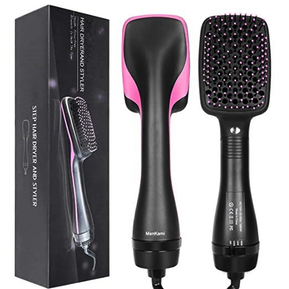 

ihongSen One Step Hair Dryer Hot Air Comb Electric Hair Straightener Brush Hot Air Brush hair straightener brush, Black