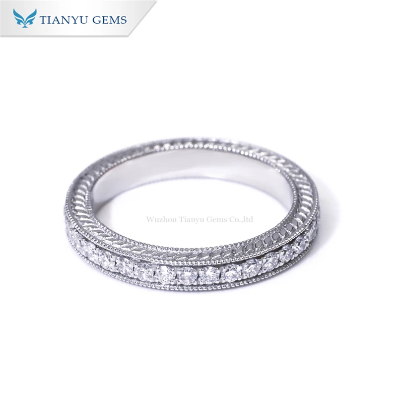 

Tianyu gems Exquisite design white gold with moissanite diamond women daily ring band