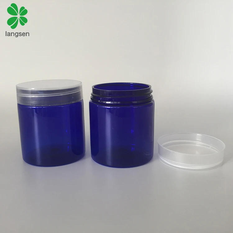 80ml PET blue color cosmetic jar with plastic screw cap