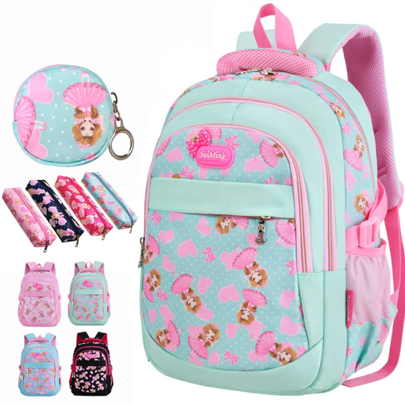Cute Kids Primary School Girl School Bag With Pen Bag Pendant Children ...
