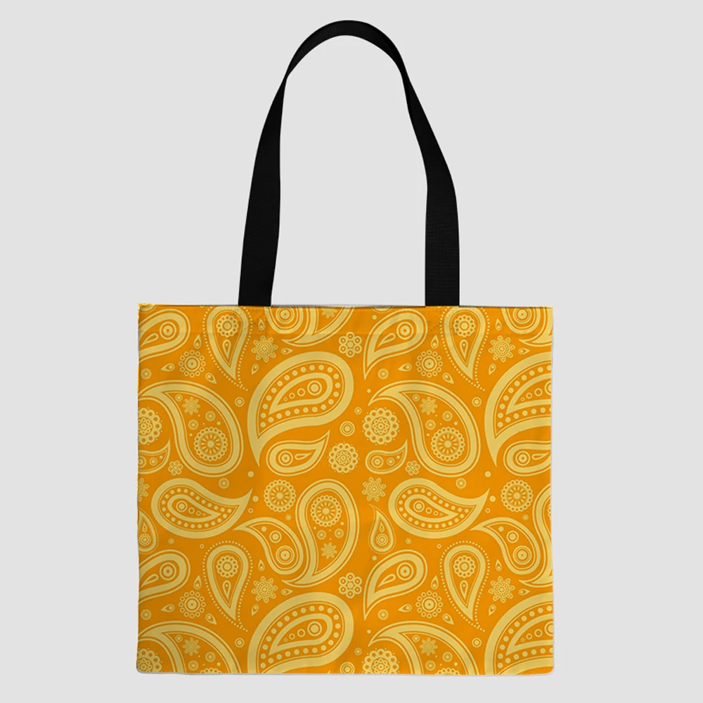 

Fashion multifunctional custom print on demand DIY ethnic pattern canvas messenger foldable reusable shopping tote bag