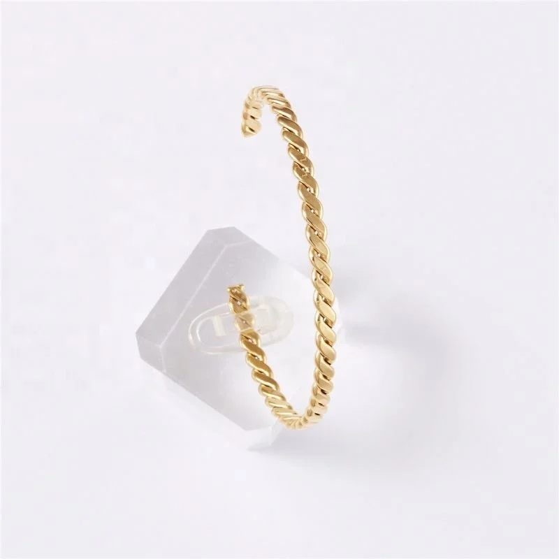 

High End Gold Plated Stainless Steel Knit Cuff Bracelet for Women Wholesale Jewelry