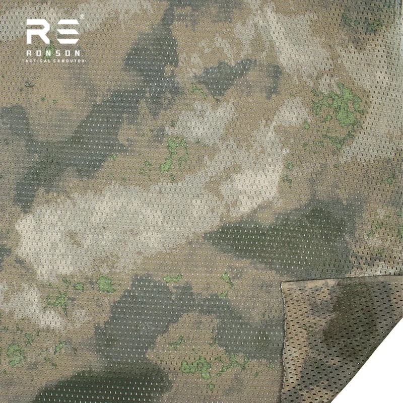 A-TACS-AU Camouflage Mesh Fabric 120gsm Light Weight Both Sides Printed 100% Polyester Anti-Static for Tactical Outdoor Use