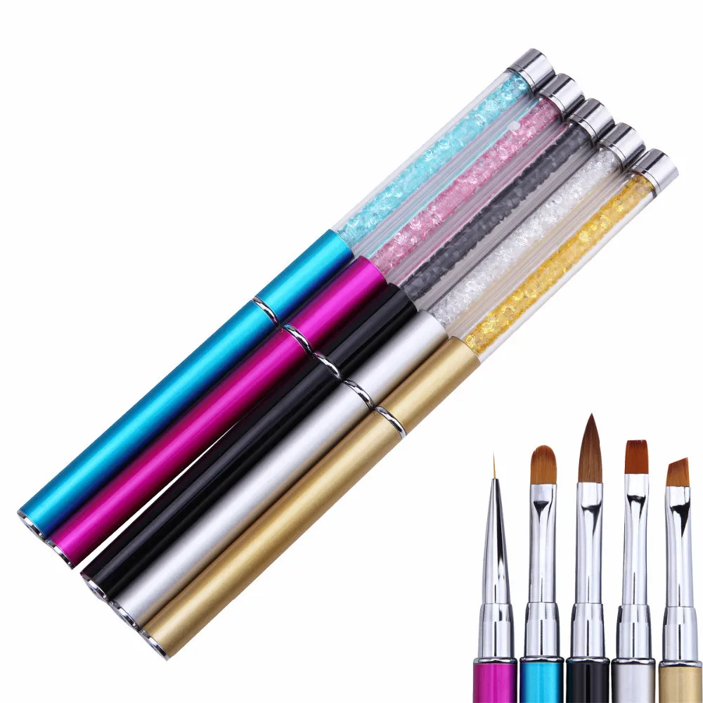 

Nail Art Rhinestone Handle Carving Brush Acrylic UV Gel Nails French Lines Liner DIY Design Drawing Pen Manicure Tool