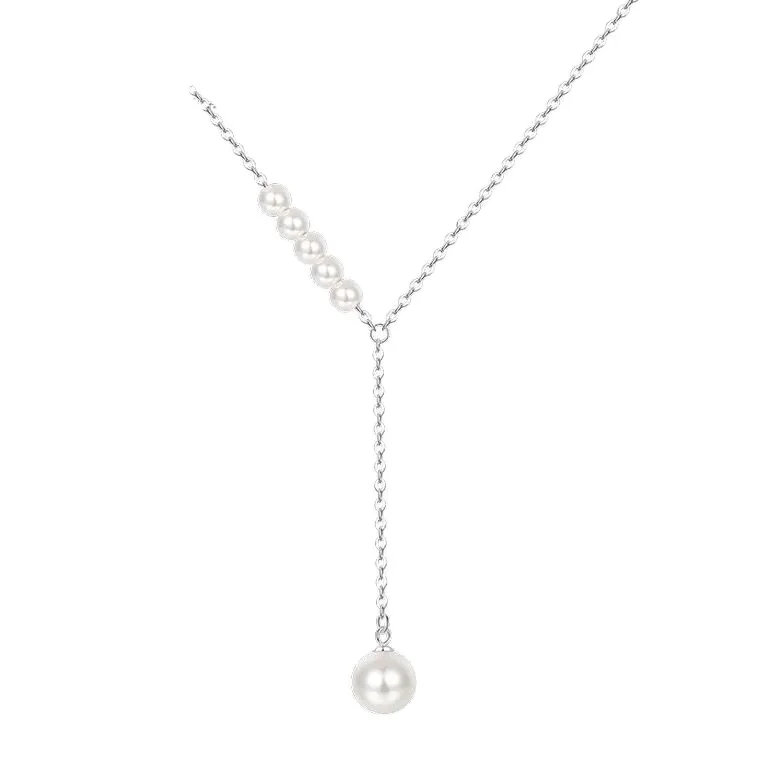 Factory Wholesale  Silver Pearl Necklaces  Pendants for Women Fashion Lady Festival Gift Sterling-silver-jewelry