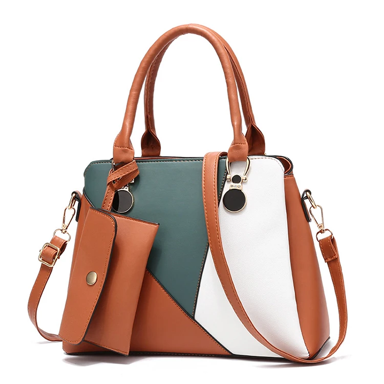 

CB438 Fashion Simplicity Color Contrast Design Ladies PU Leather Shoulder Handbag Purses New Office Hand Bags For Women 2022