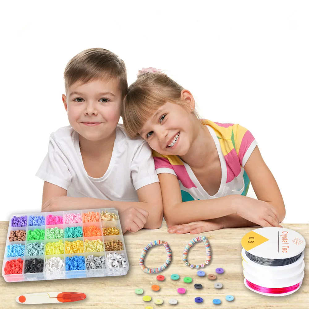 

DIY toy colorful soft pottery string disc gasket beads bracelet jewelry accessories 28 grid 24 color soft pottery set