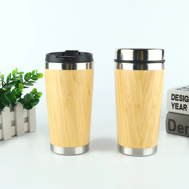 

Stainless steel and bamboo sublimation coffee eco-friendly reusable reusable cup bamboo, Customized colors acceptable