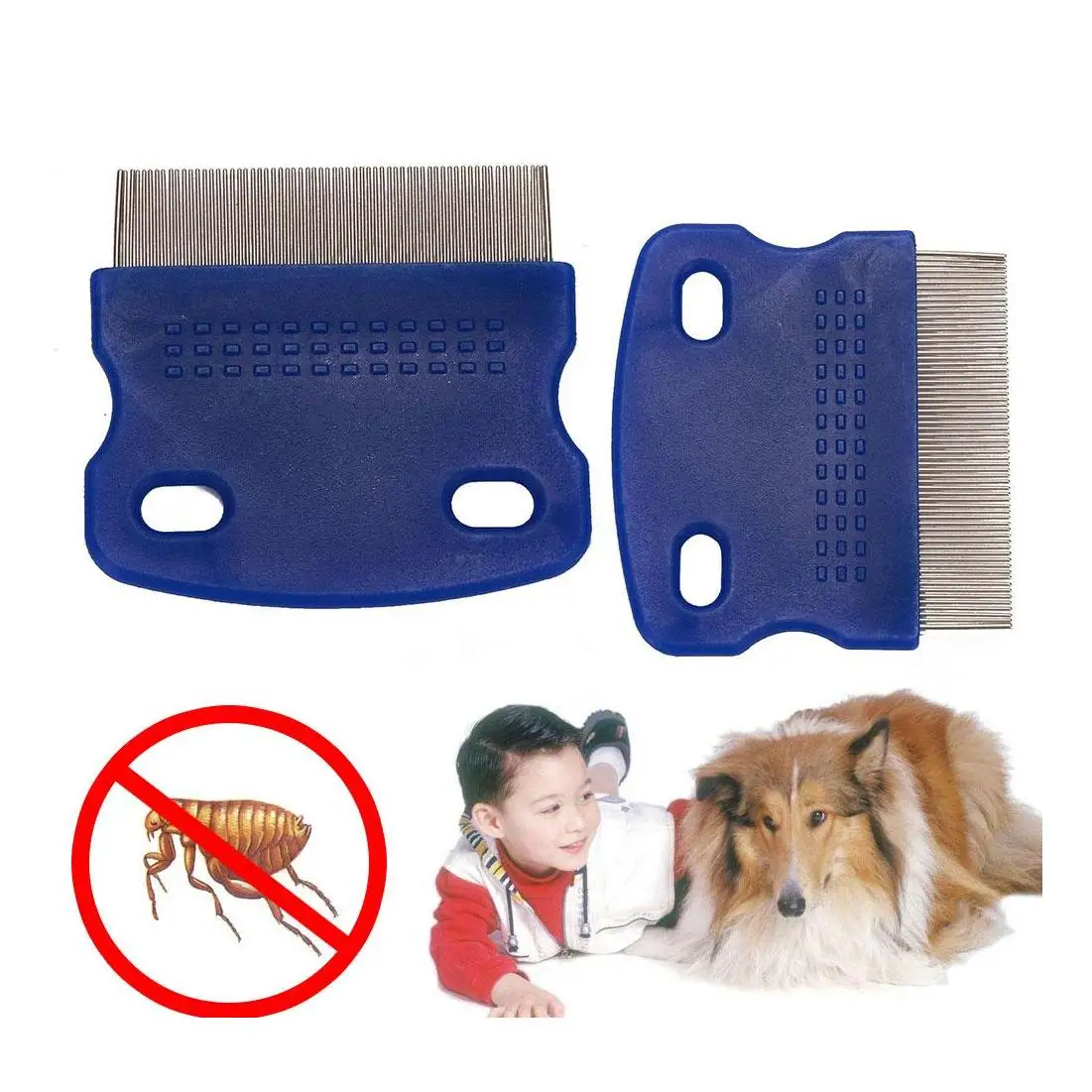 

Lice Comb Non Slip Handle Nit Pet Dog Cat Louse Flea Remove Brush Stainless Steel Grooming Tools Durable