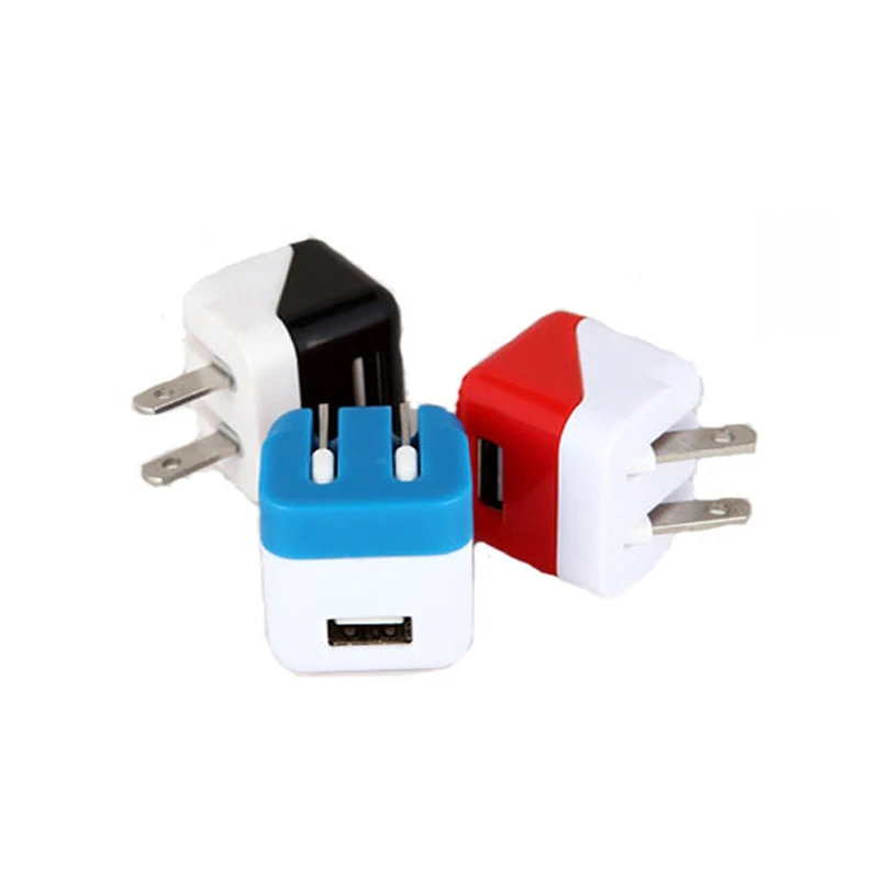 

Universal 5W Colorful Single Port Mobile Phone Fcc Travel Mini Adapter 5v 1a US EU Plug Charging Cube Fold Wall Charger Block