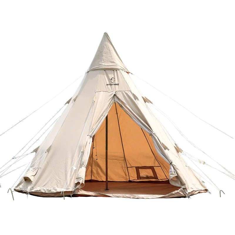 

Hitorhike new arrival wholesale 3m/4m glamping cotton canvas teepee tent for outdoor camping, Beige