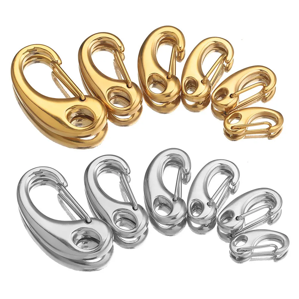 

Stainless Steel Gold Silver Tone D Shape Lobster Clasps For DIY Bracelets Jewelry Making Findings